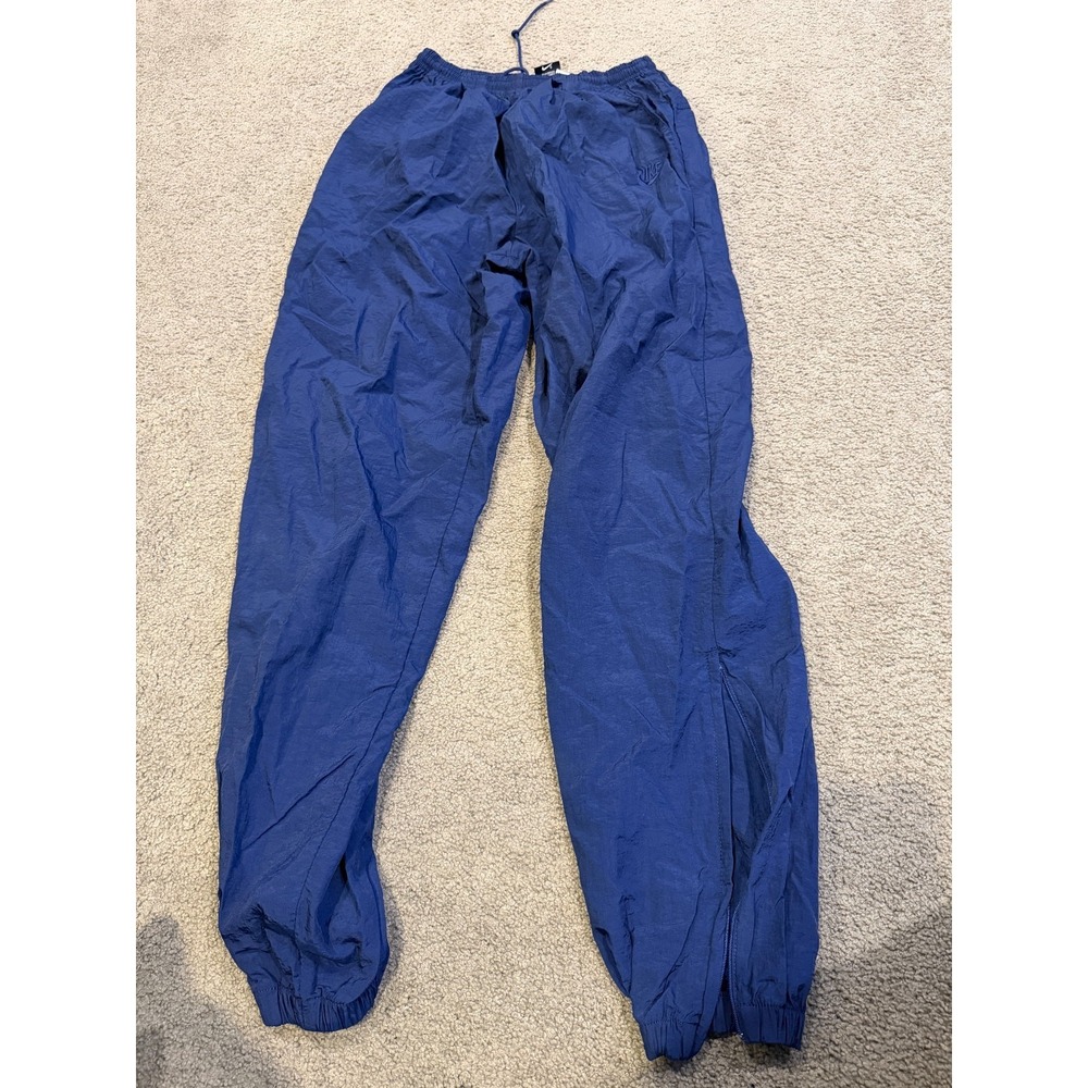 Vintage Y2K Nike Baggy Track Pants Wide Leg Windbreaker Blue Men's Size Medium